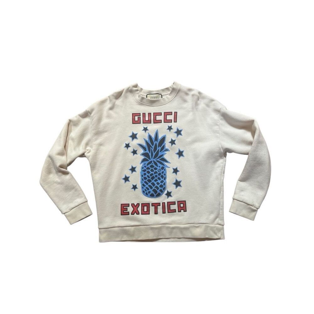 Gucci Exotica 100% Cotton Crewneck Sweatshirt Pineapple Off White Men’s S